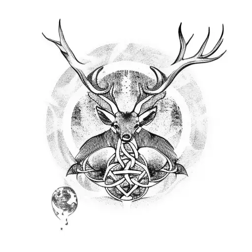 Yggdrasil With 9 Worlds And Stag