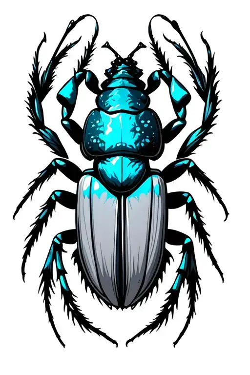 Goliath Beetle Ornamental Black White Gray Turquoise