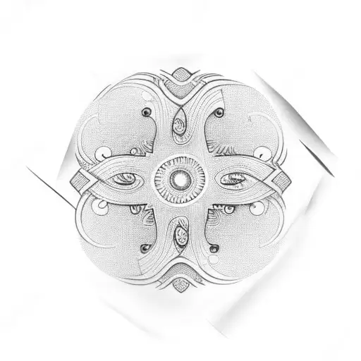 Crescent And Small Circle In The Middle