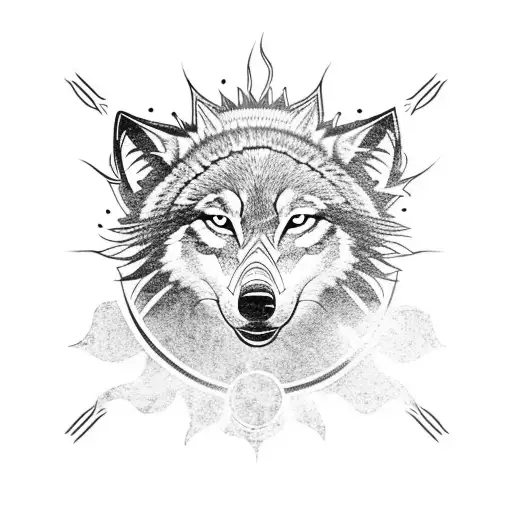 Sun With A Wolf In The Middle