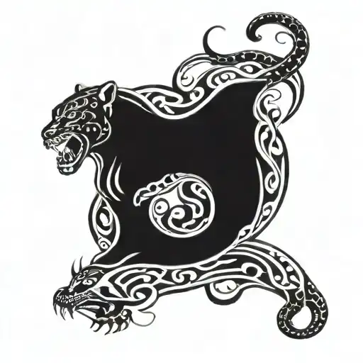 Jaguar Fighting A Snake