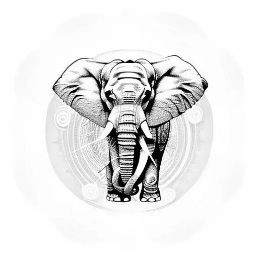 Elephant Out Of Trippy Sacred Geometry With Africa In The Middle