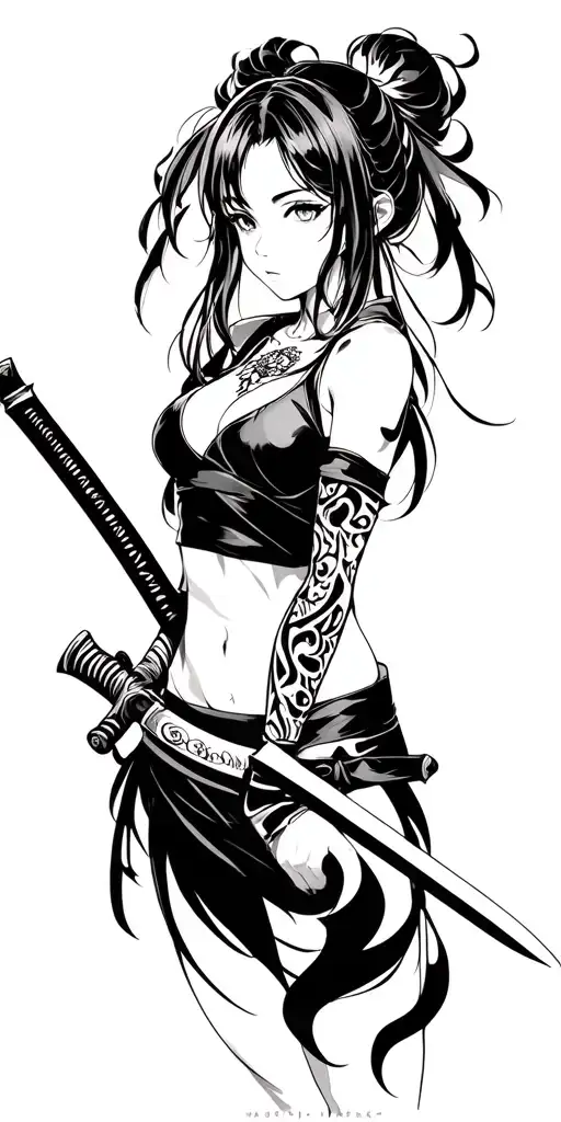 Anime Girl With Katana Transforming