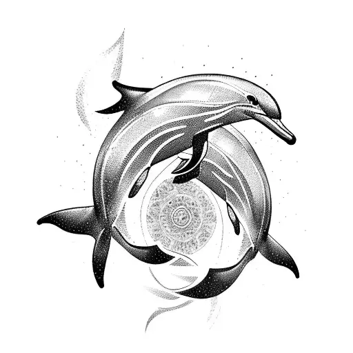 Line Art Of Dolphin