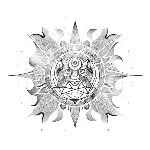 A Leo Zodiac With Sun Flames And Fire Diamond
