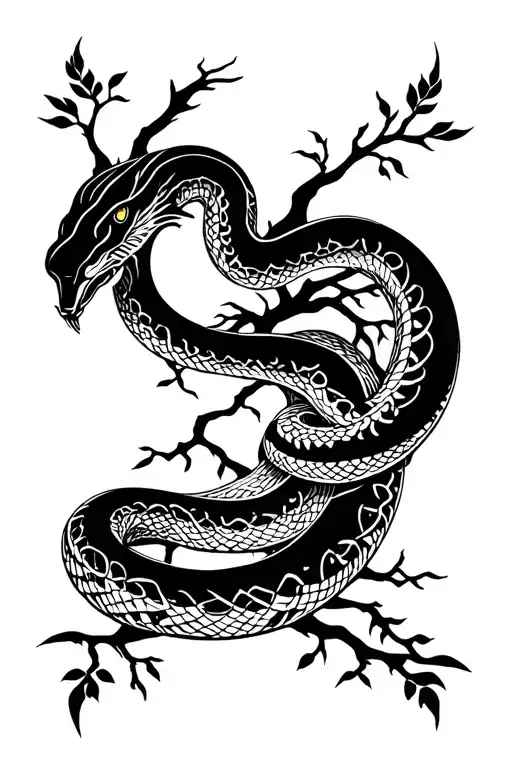Ouroboros Snake With Tree Growing Out