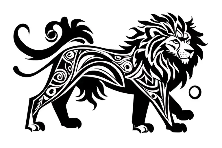 Retro Lion With Prismatic Shapes