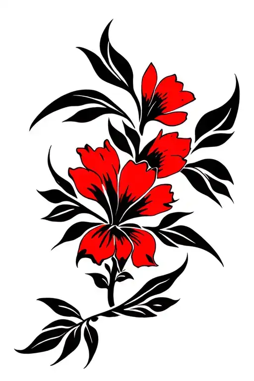 Black And Red Flower Old School