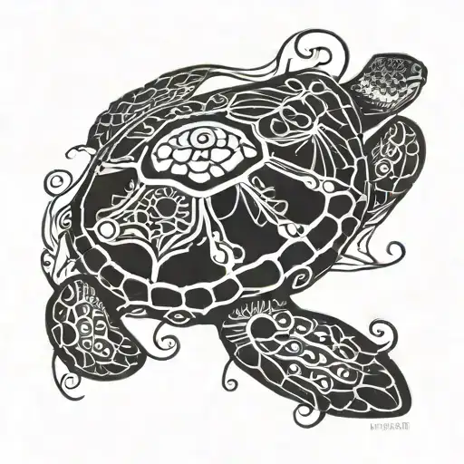 Sea Turtle And Jellyfish