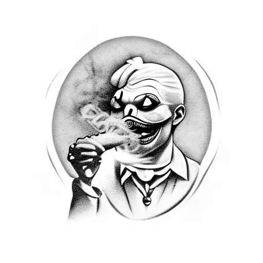 A Scary Clown Blowing Smoke Rings