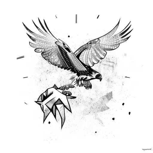 A Hawk Clutching A Human Skull