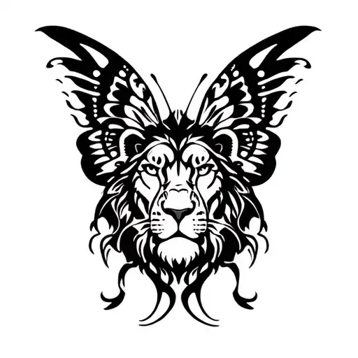Butterfly With Male Lion Face Inside Wings Hidden