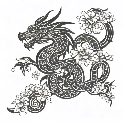 Dragon Cherry Blossoms Runes Of Protection Symbol