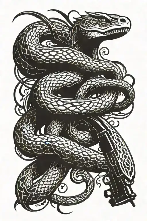 Over Shoulder Snake Slithering Around Gun