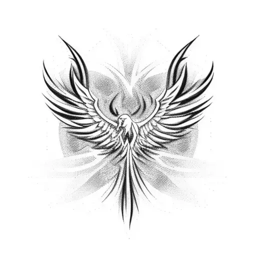 A Minimalist Tattoo Of A Phoenix Rising From The Ashes