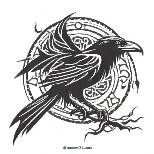 A Raven Tattoo Representing Resilience And Lerservierince