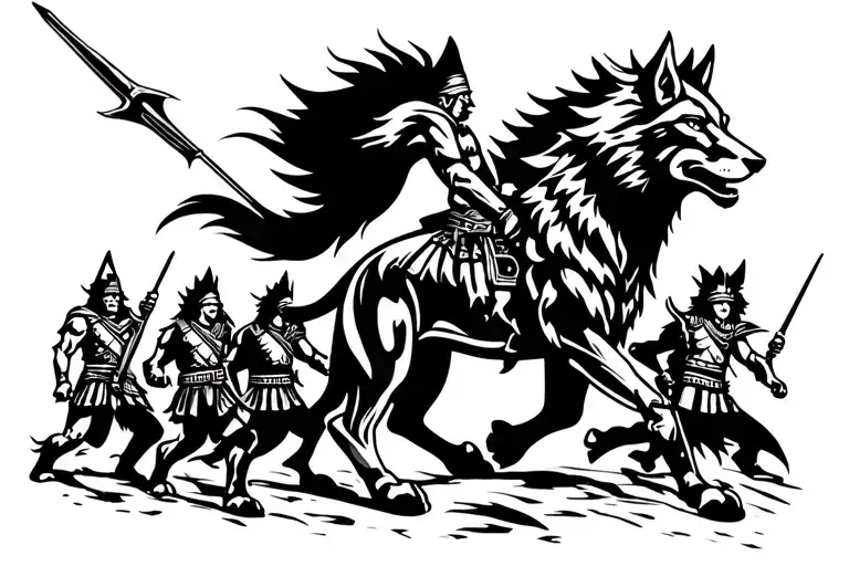 Italian Wolf Leading Roman Soldiers