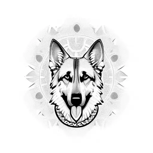 Tribal German Shepherd Outline