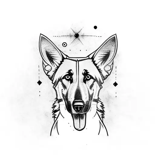 Tribal German Shepherd Outline