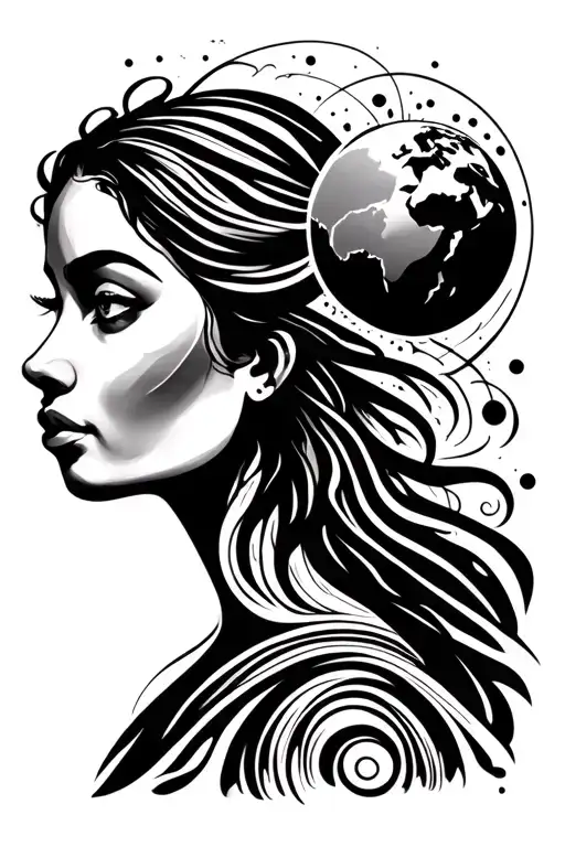 Woman And Planet Earth