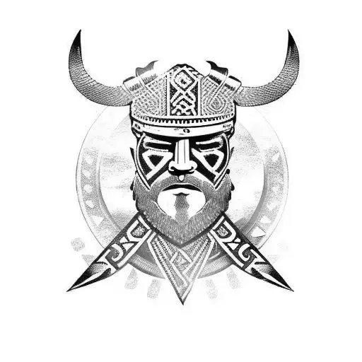 Viking Warrior With A Traditional Aztec Headdress