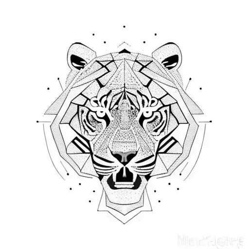 Geometric Tiger With Neon Eyes