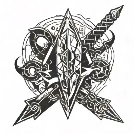 A Crystal Shard And An Energy Sword Piercing