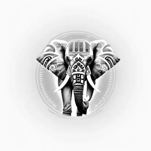 Elephant In Hamsa Symbol