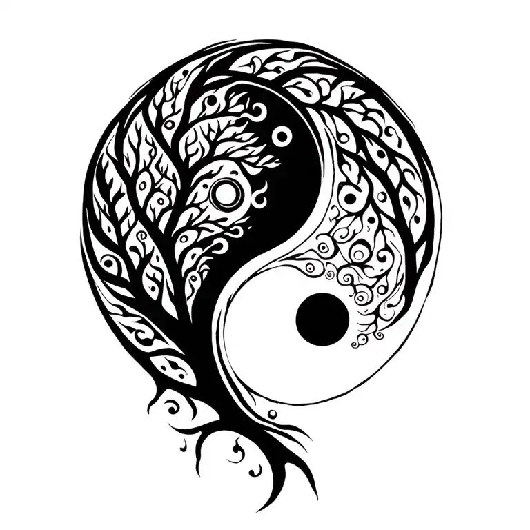 Ying Yang Encaspsulating The Tree Of Life