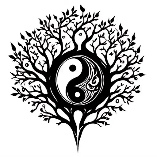 Tree Of Life Ying Yang Symbol Formed