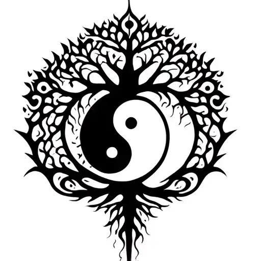 Tree Of Life Ying Yang Symbol Formed