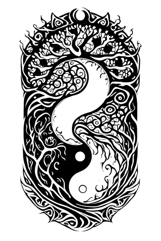 Ying Yang With The Tree Of Life