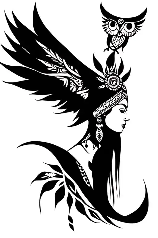Gypsy Woman With Owl Headdress