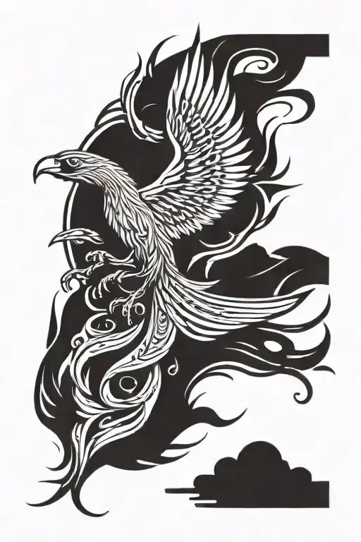 Phoenix Flying Eagle Flying Towards The Sun