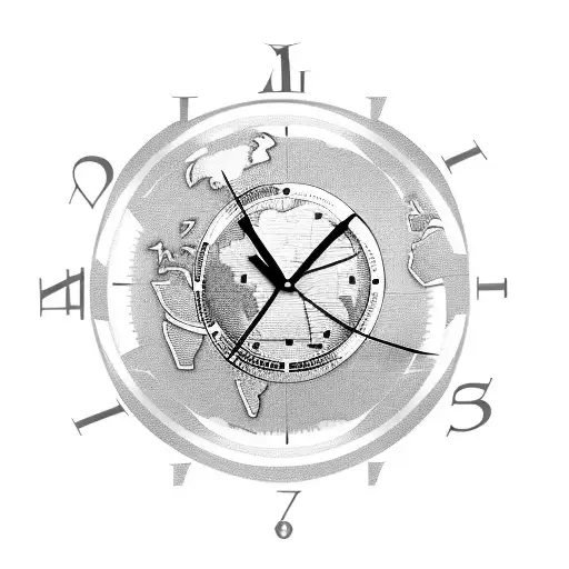 A Clock And A Globe On The Africa Side In A Collage