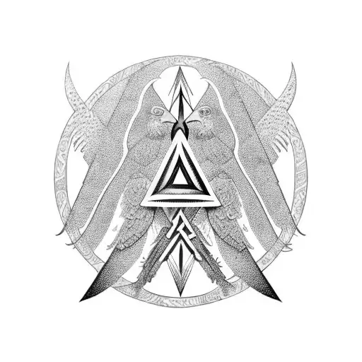 Valknut And Raven