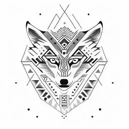Wolf With Aztec Influence