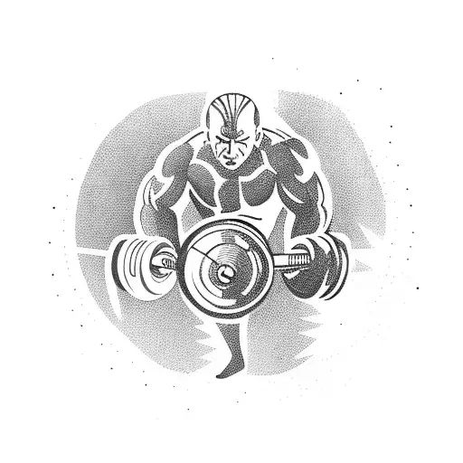 A Weightlifter Lifting A Dumbbell With A Compass As The Weight