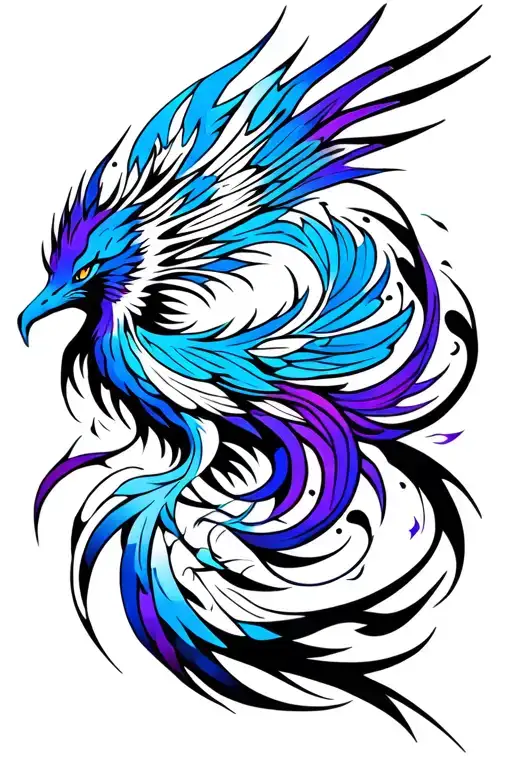 Feminine Blue And Purple Phoenix Rising