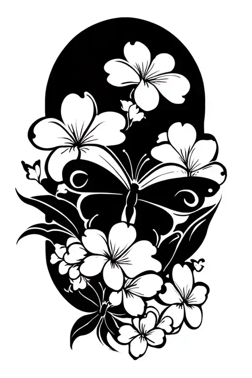 Butterflies And Plumerias With Clouds