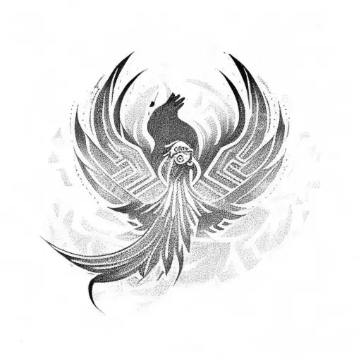 Combine Sketch-style Tribal Symbols With A Phoenix In Flight