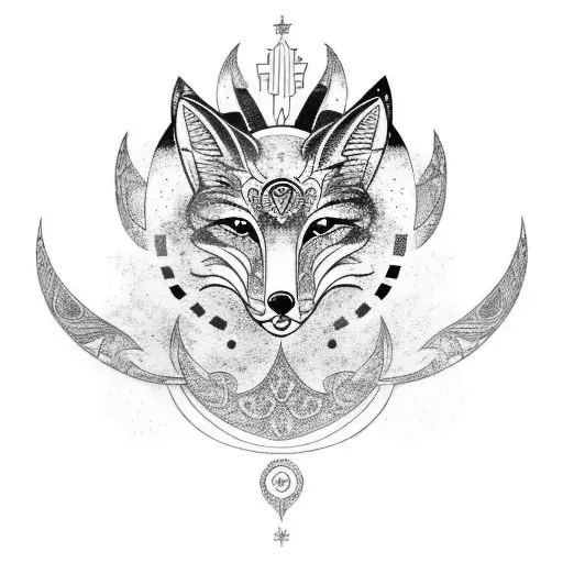 Celestial Fox Sitting Atop A Vibrant Tree Of Life