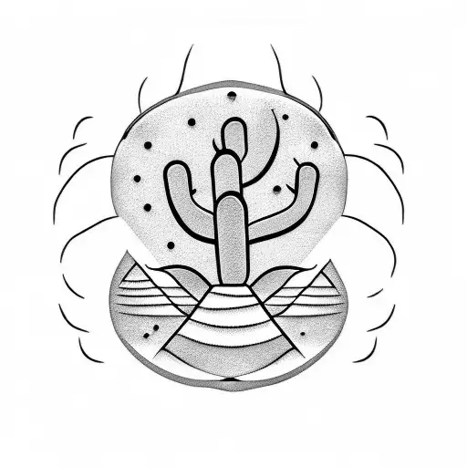 Outline Of A Symbol Cacti And Sand