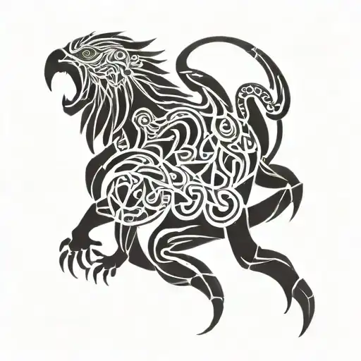 Lion Eagle Tarantula Intertwined