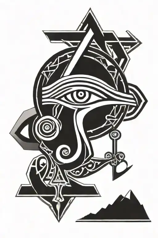 Eye Of Horus And Ankh Symbol