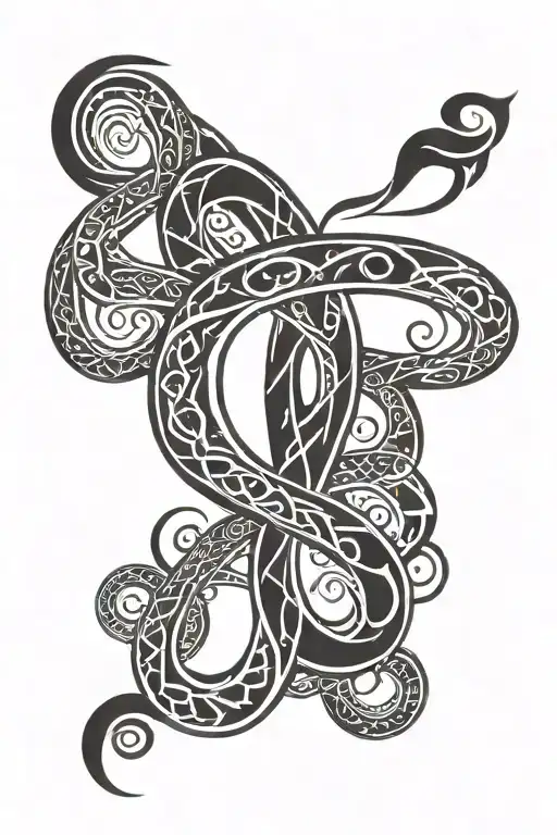 Ouroboros And Aquarius Wave Sign