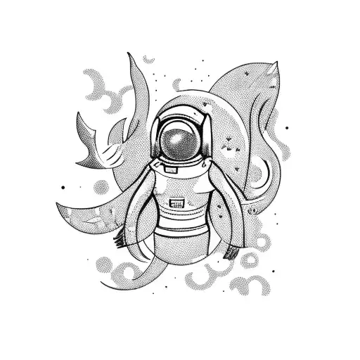 An Astronaut Carrying A Mermaid