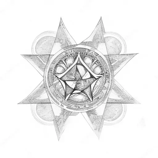 Wiccan Symbol Of The Moon And A Thirteen-pointed Star