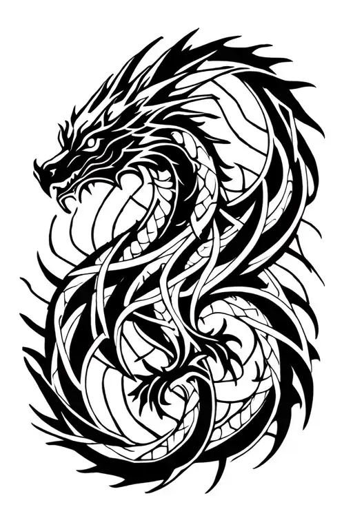 Celtic Dragon Entangled In A Intricate Mc Escher-inspired Optical Illusion