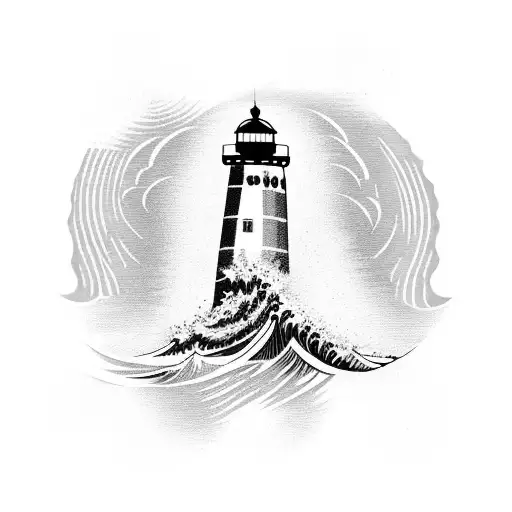 Ocean Wave With Lighthouse